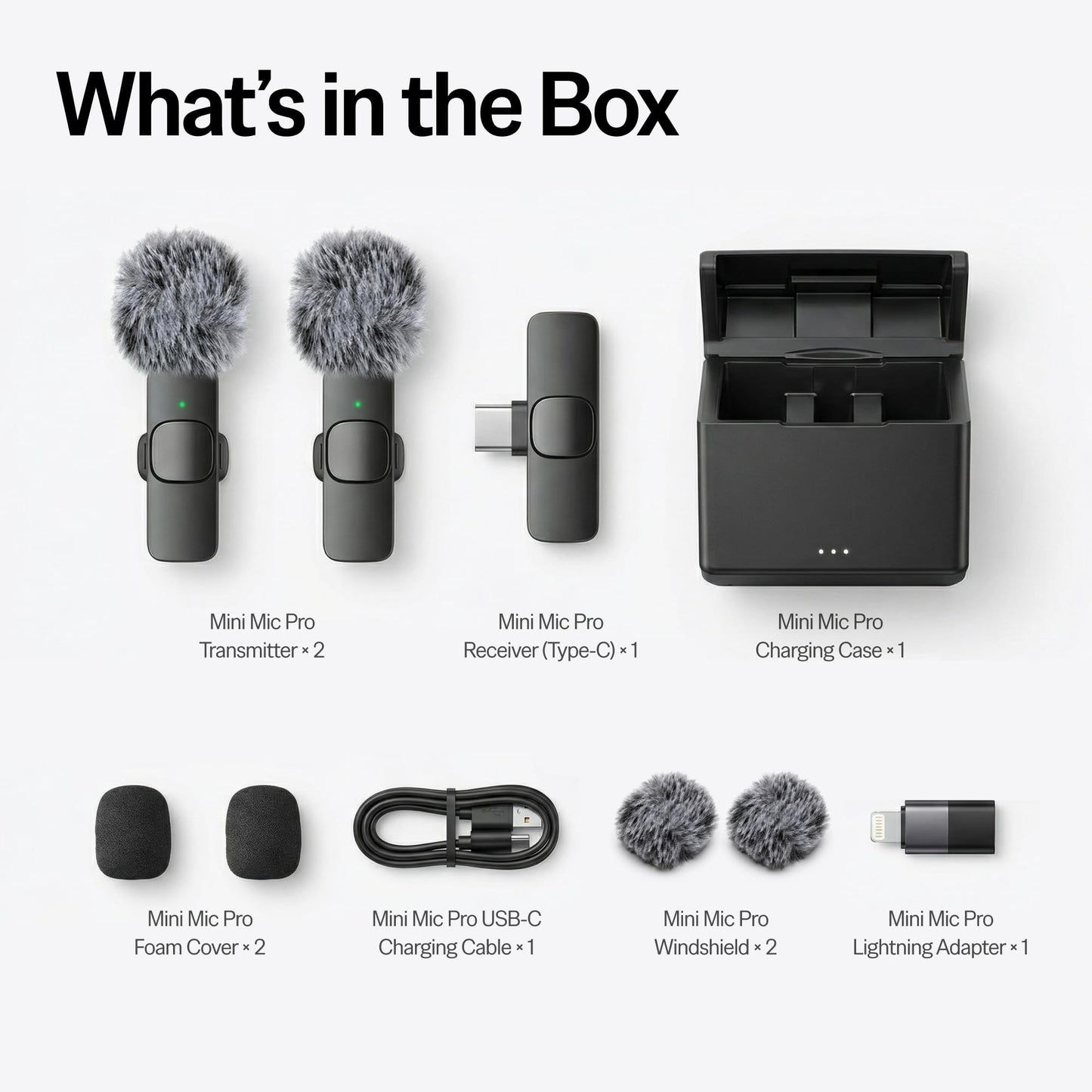 Mini Mic Pro (Latest Model – #1 Microphone for iPhone & Android, Wireless Mini Microphone, Clear Voice, Noise Cancelling, Lavalier Mic for TikTok, YouTube & Interviews