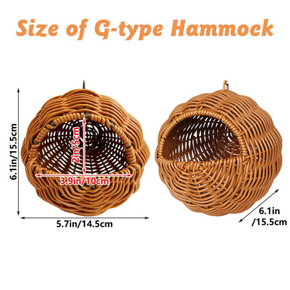 BNOSDM Rattan Bird Nest Parrot Nesting House Parakeet Nesting Soft Lovebird Warm Bed Sleeping for Parrots Bird Cage Accessories for Cockatiels Budgerigars Finches Canaries (Single-Hole Style)