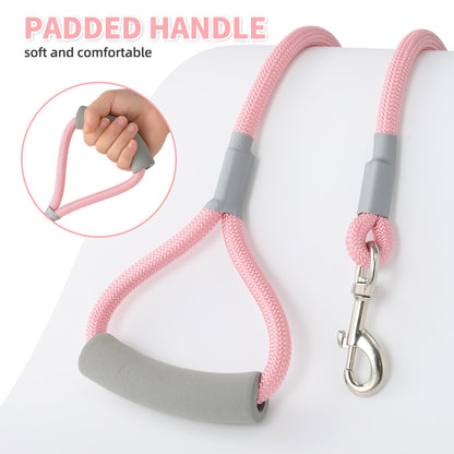 Mile High Life Dog Leash, 5FT x 1/2IN Black, with Padded Handle | Heavy-duty nylon rope leash with soft handle & steel tips. Comfortable grip for daily walks with small to large dogs.