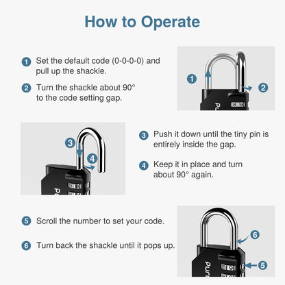 Puroma 2 Pack Combination Lock 4 Digit Padlock for School Gym Locker, Sports Locker, Fence, Toolbox, Case, Hasp Storage (Black & Code Window)