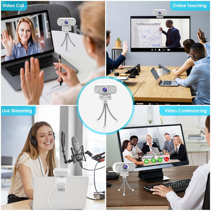 ToLuLu Streaming Webcam 2K 50FPS Web Cam, LED RGB Webcam with Microphone and Light, Autofocus Computer Camera with Cover and Tripod, Plug-Play USB Web cam for PC Desktop/MacBook Gaming Video Calling