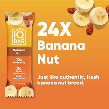 IQBAR Clean Plant Protein Bars, Almond Butter Chip 12-Count | Protein Snack | High Fiber, High Protein, Low Sugar, Clean Label Project Certified | Gluten Free, Dairy Free, Vegan, Keto, Soy Free