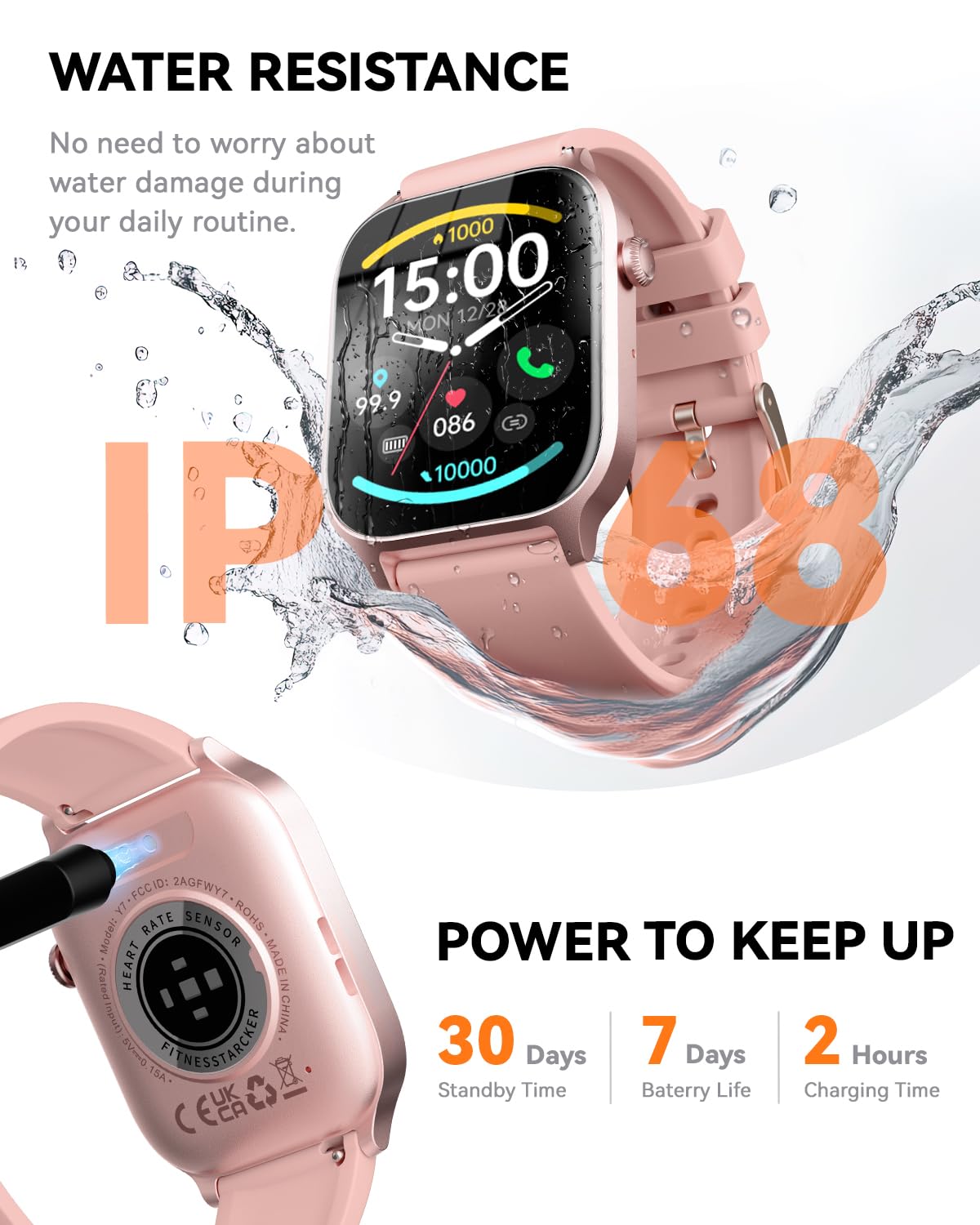 Smart Watches for Women Men, Fitness Tracker Watch with 110 Sports Modes, Step Counter/Sleep Monitor/Pedometer, IP68 Waterproof, Bluetooth Call & Music Control Smartwatch for iPhone/Android,Starlight