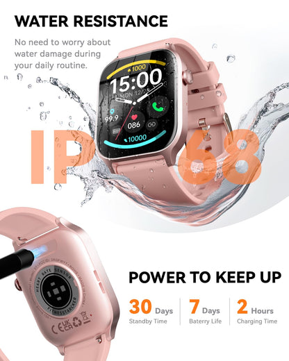 Smart Watches for Women Men, Fitness Tracker Watch with 110 Sports Modes, Step Counter/Sleep Monitor/Pedometer, IP68 Waterproof, Bluetooth Call & Music Control Smartwatch for iPhone/Android,Starlight