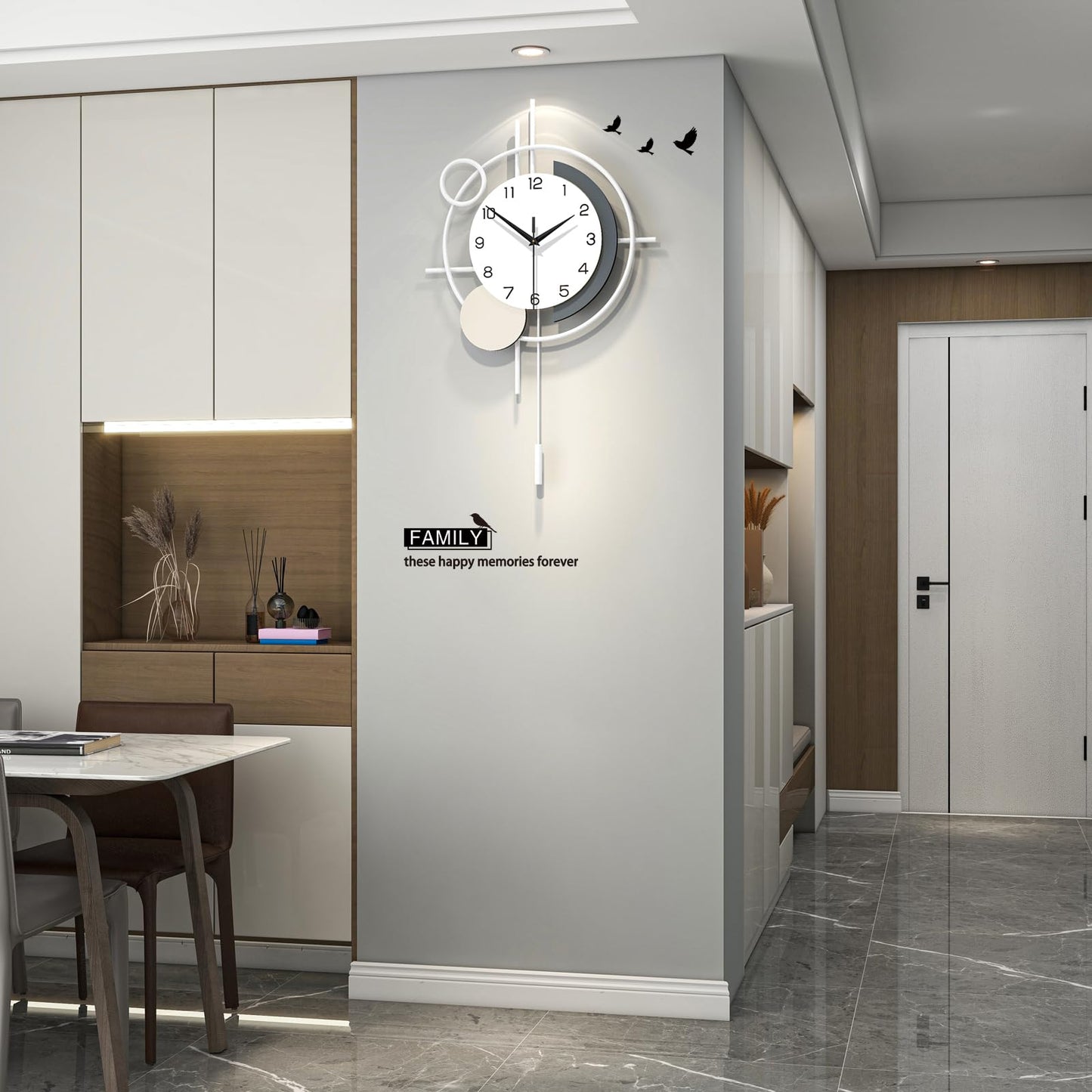 Wall Clock Decorative Large Modern Wall Clock Silent Non-Ticking Battery Operated Gold Unique Pendulum Clock for Living Room,Bedroom,Office,Kitchen,Bathroom,Wall Decor 13.8x21.9in
