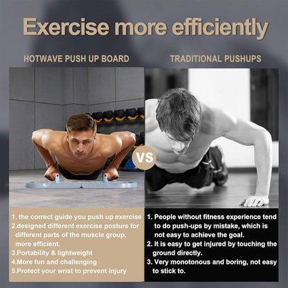 HOTWAVE Push Up Board Fitness, Portable Foldable 20 in 1 Push Up Bar at Home Gym, Pushup Handles for Floor. Professional Strength Training Equipment For Man and Women