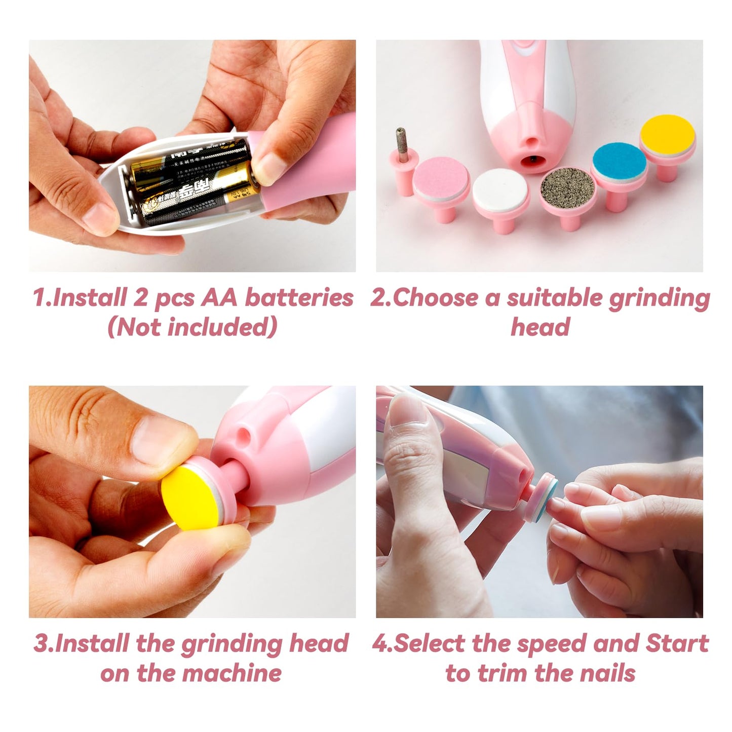 Electric Nail File Drill for Baby No Sharp Claws Hurt, 6 in 1 Safety Cutter Trimmer Clipper for Toes and Fingers (Blue)