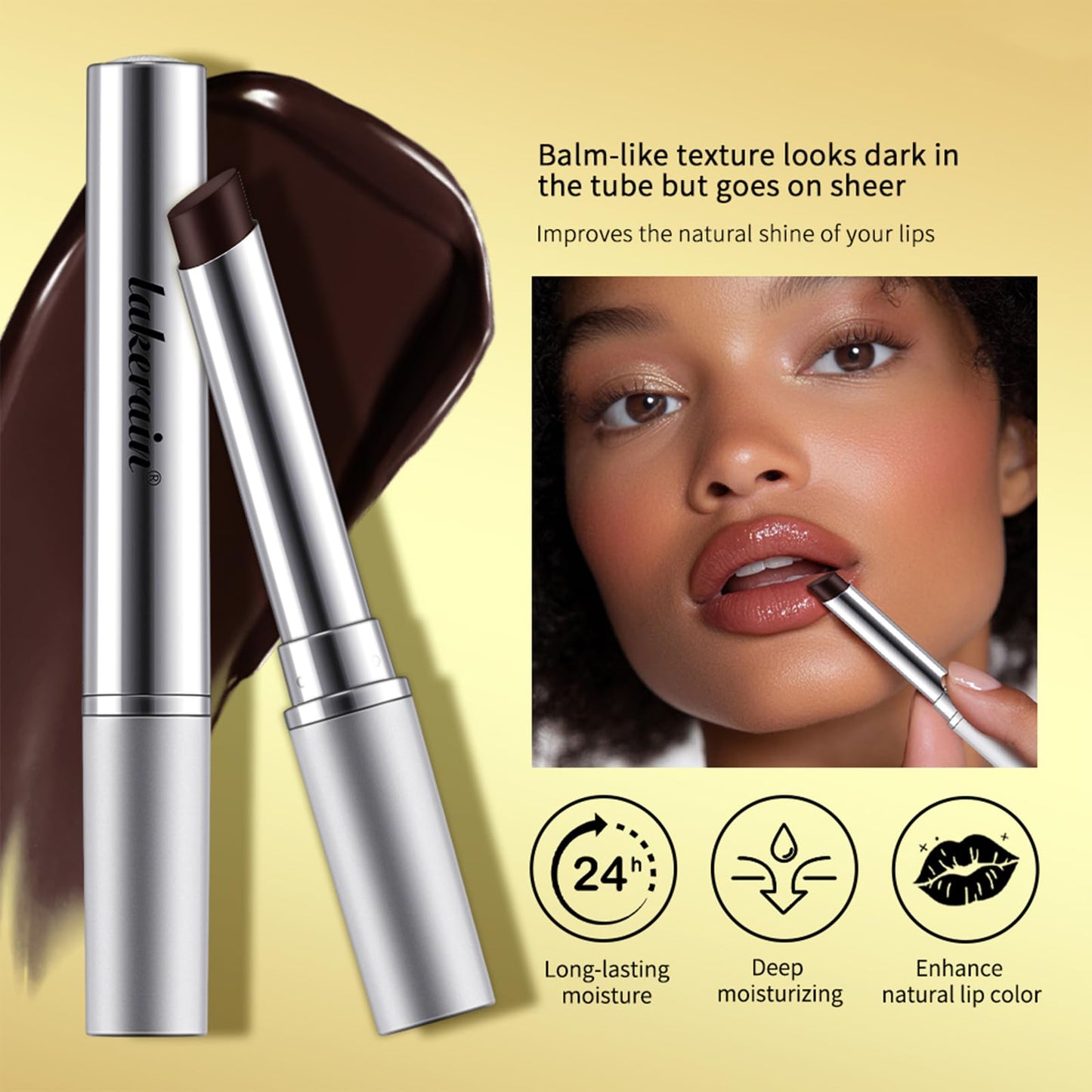 Honey Lipstick Tinted Lip Balm - Sheer Hydrating Lipstick for All Skin Tones - Moisturizing Lip Color, Nourishing Lip Balm with a Hint of Natural Black Cherry Tint