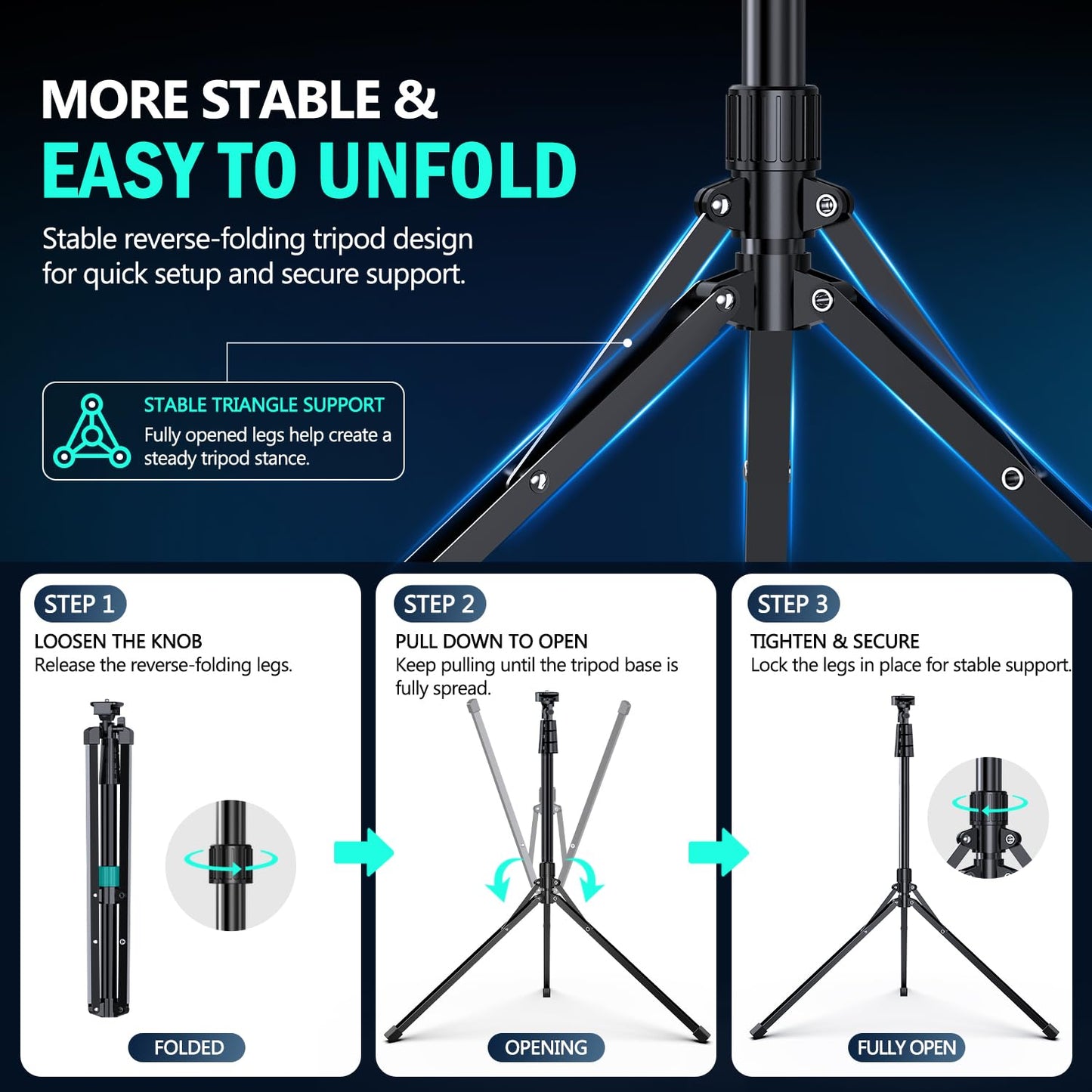 UBeesize 12'' LED Ring Light with 62'' Tripod Stand, Selfie Ring Light for Video Recording, Live Streaming, TikTok & YouTube, Compatible with iPhone & Android (Black)