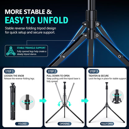 UBeesize 12'' LED Ring Light with 62'' Tripod Stand, Selfie Ring Light for Video Recording, Live Streaming, TikTok & YouTube, Compatible with iPhone & Android (Black)
