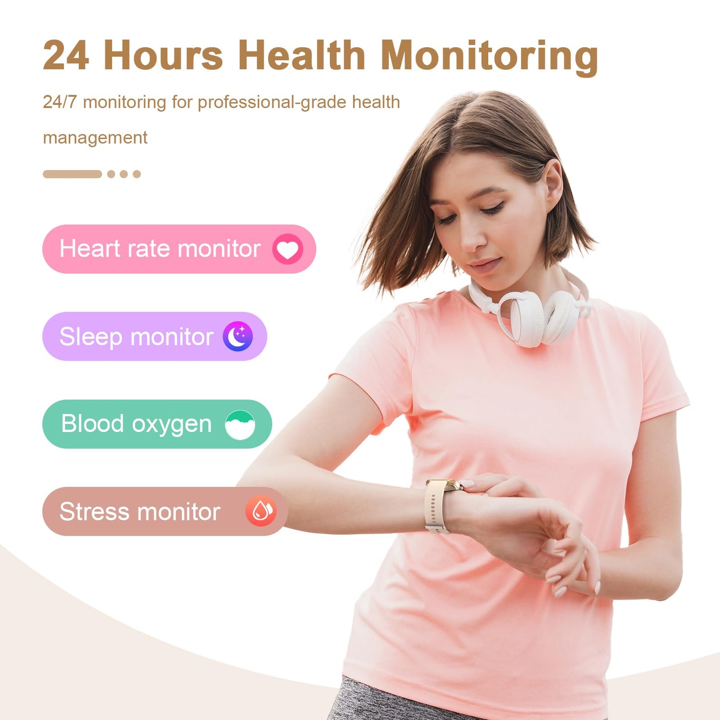 Smart Watch for Men Women Compatible with iPhone Samsung Android Phone 1.69 inch Full Touch Screen IP68 Waterproof Bluetooh Fitness Tracker Heart Rate/Sleep Monitor (Black)
