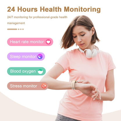 Smart Watch for Men Women Compatible with iPhone Samsung Android Phone 1.69 inch Full Touch Screen IP68 Waterproof Bluetooh Fitness Tracker Heart Rate/Sleep Monitor (Black)