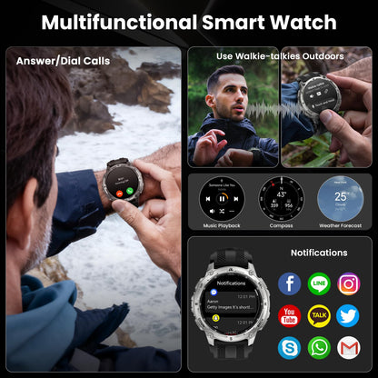 KOSPET Tank T4 Rugged Smart Watch for Men, GPS & Offline Maps, Full Stainless Steel, 10ATM Waterproof 45m Freediving, 180+ Sports Modes, 15-Day Battery, Bluetooth Calls, Heart Rate & Sleep Monitor
