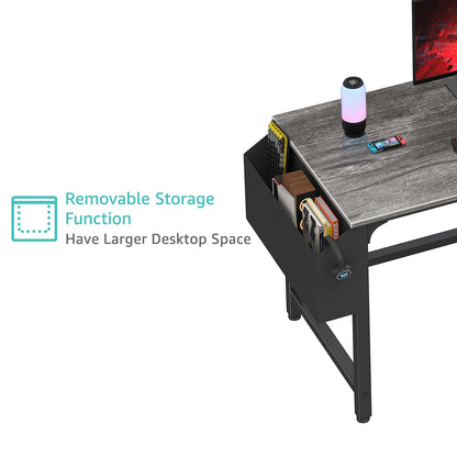 Lufeiya Computer Desk with File Drawers Cabinet, 47 Inch Reversible Home Office Desks with Filing Cabinet for Small Space, Gaming Study Writing Table PC Desks, Black
