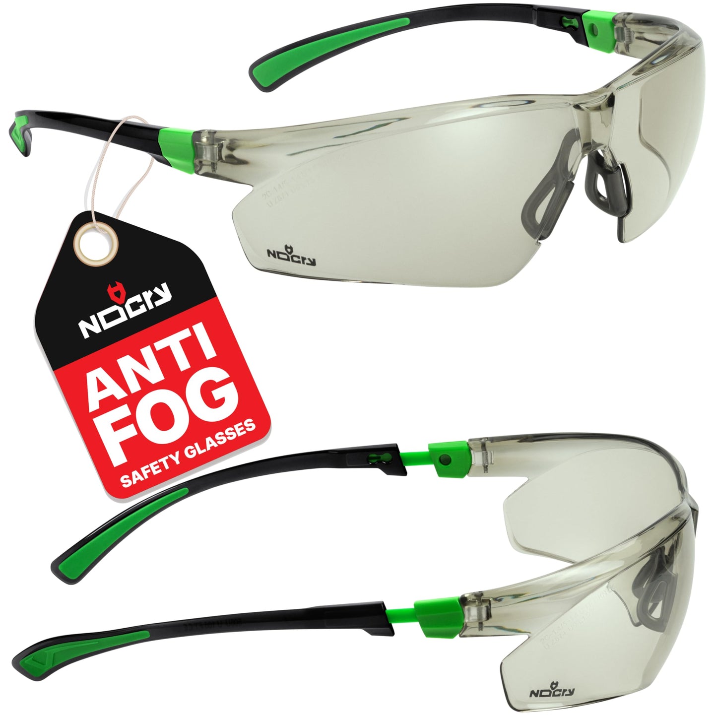NoCry Clear Safety Glasses for Men and Women with Anti-Fog and Scratch Resistant Wrap Around Lenses, Adjustable Temples and Nose Pads — ANSI Z87 Certified Protective Eyewear with 100% UV Shielding