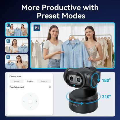 EMEET PIXY Dual-Camera AI-Powered PTZ Camera 4K with Tripod, AI Tracking, PDAF&AI Autofocus 0.2s, 1/2.55'' Sony Sensor, 3 Mics, Presets, 4K Webcam for Streaming, OBS/Twitch/Switch 2 Compatible