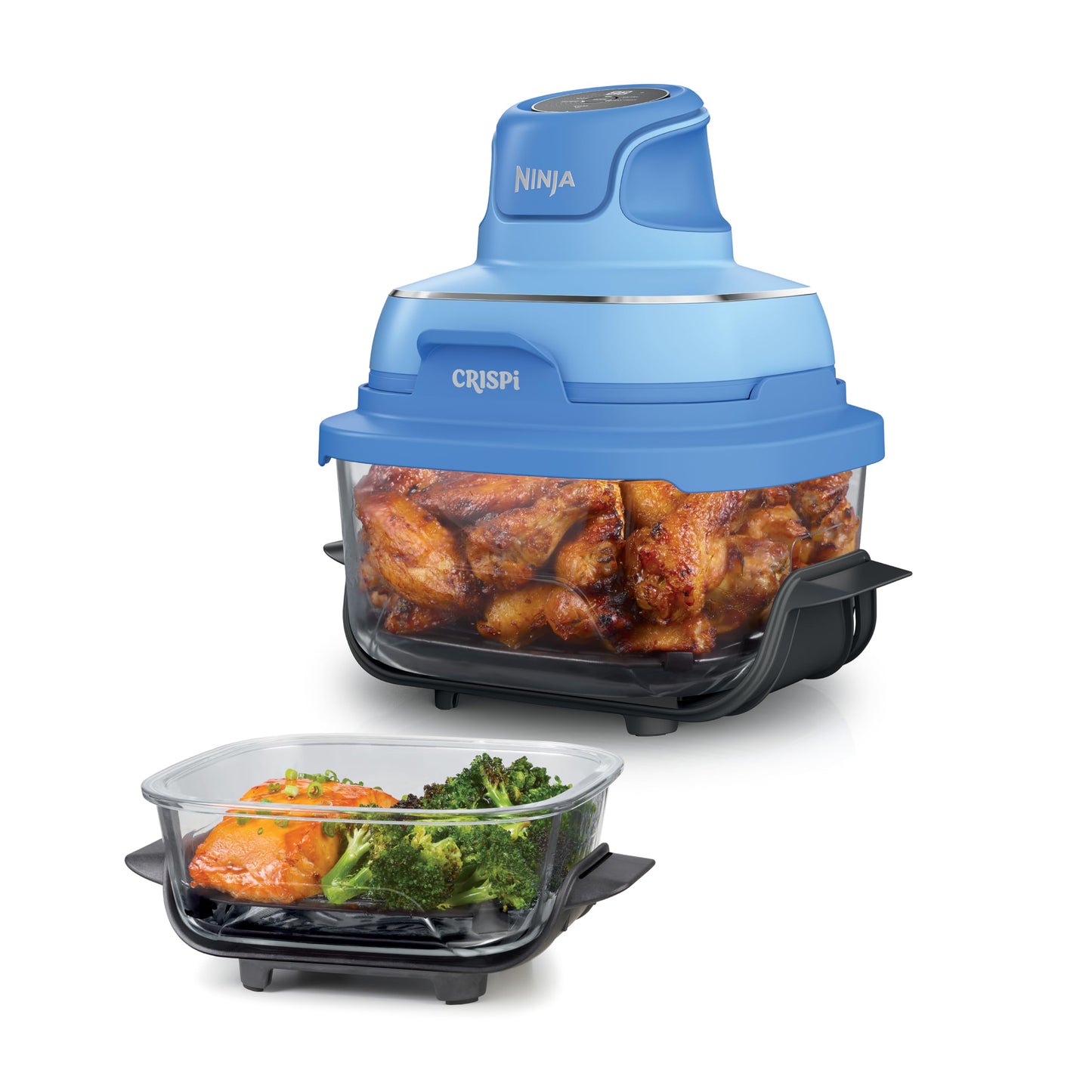 Ninja Crispi 4 in 1 Glass Air Fryer, 450°F, Non Toxic, 4QT and 6 Cup Containers with Lids, Dishwasher Safe, Cyberspace Gray, 1 Count, FN101GY