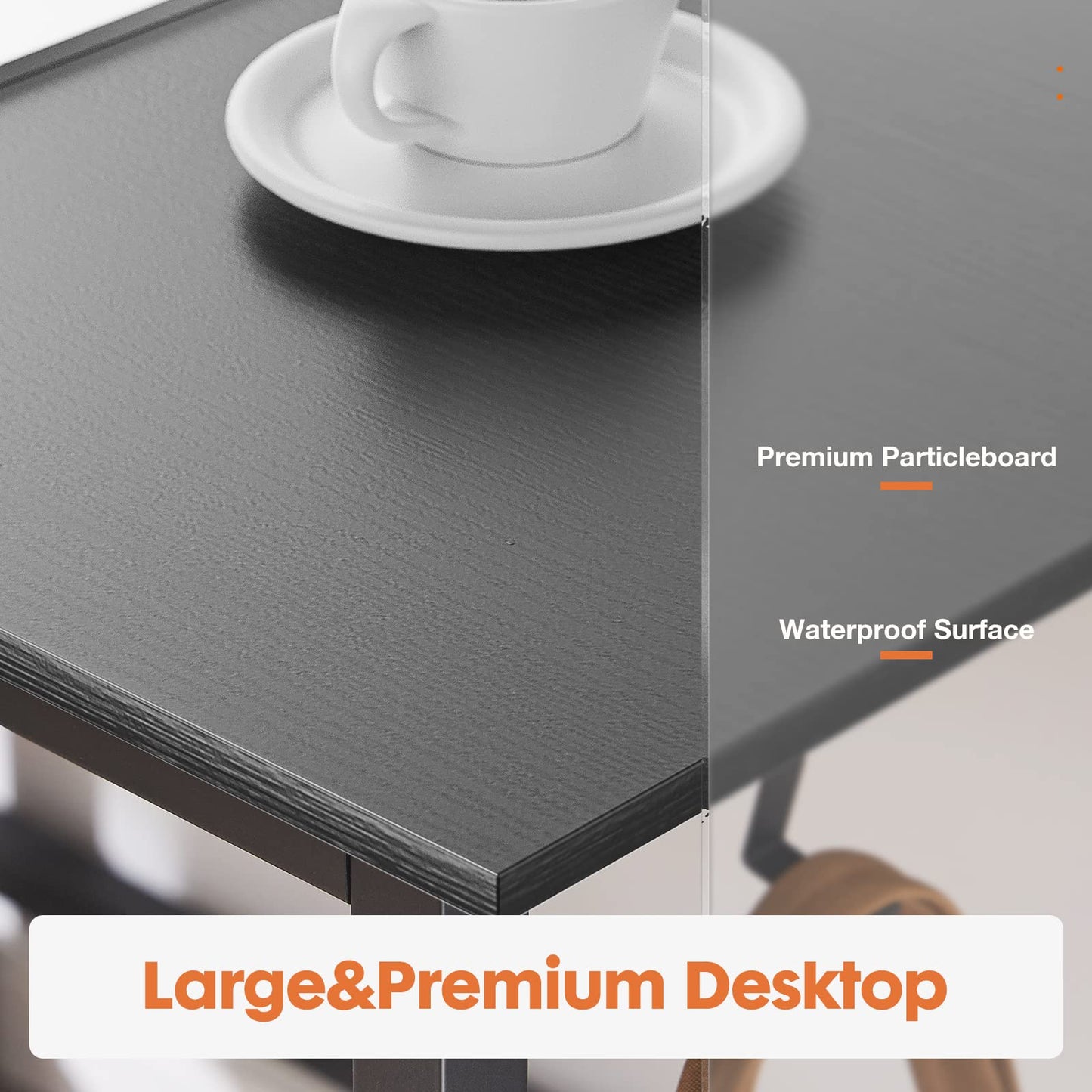 Sweetcrispy 47 Inch Computer Desk with Drawers for Home Office Writing Desk X Shaped Reinforcement Wood Surface Adjustable Position Modern Study Work Side Hook Metal Frame Storage Station Rust