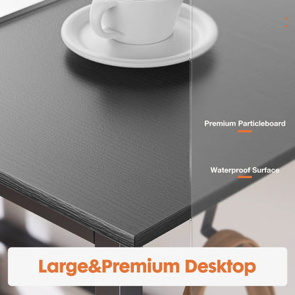 Sweetcrispy 47 Inch Computer Desk with Drawers for Home Office Writing Desk X Shaped Reinforcement Wood Surface Adjustable Position Modern Study Work Side Hook Metal Frame Storage Station Rust