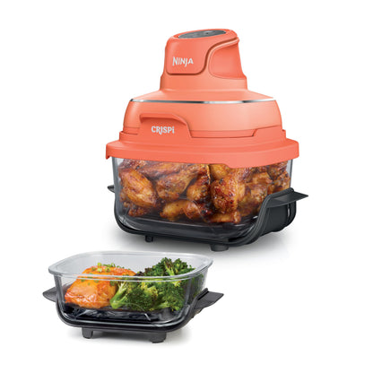 Ninja Crispi 4 in 1 Glass Air Fryer, 450°F, Non Toxic, 4QT and 6 Cup Containers with Lids, Dishwasher Safe, Cyberspace Gray, 1 Count, FN101GY