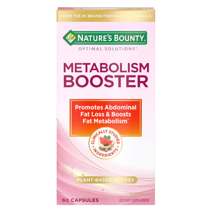 Nature's Bounty Optimal Solutions Metabolism Booster Supplement, Boosts Fat Metabolism, Promotes Abdominal Fat Loss, with Citrus Extracts and Black Ginger, 60 Capsules (Pack of 2)