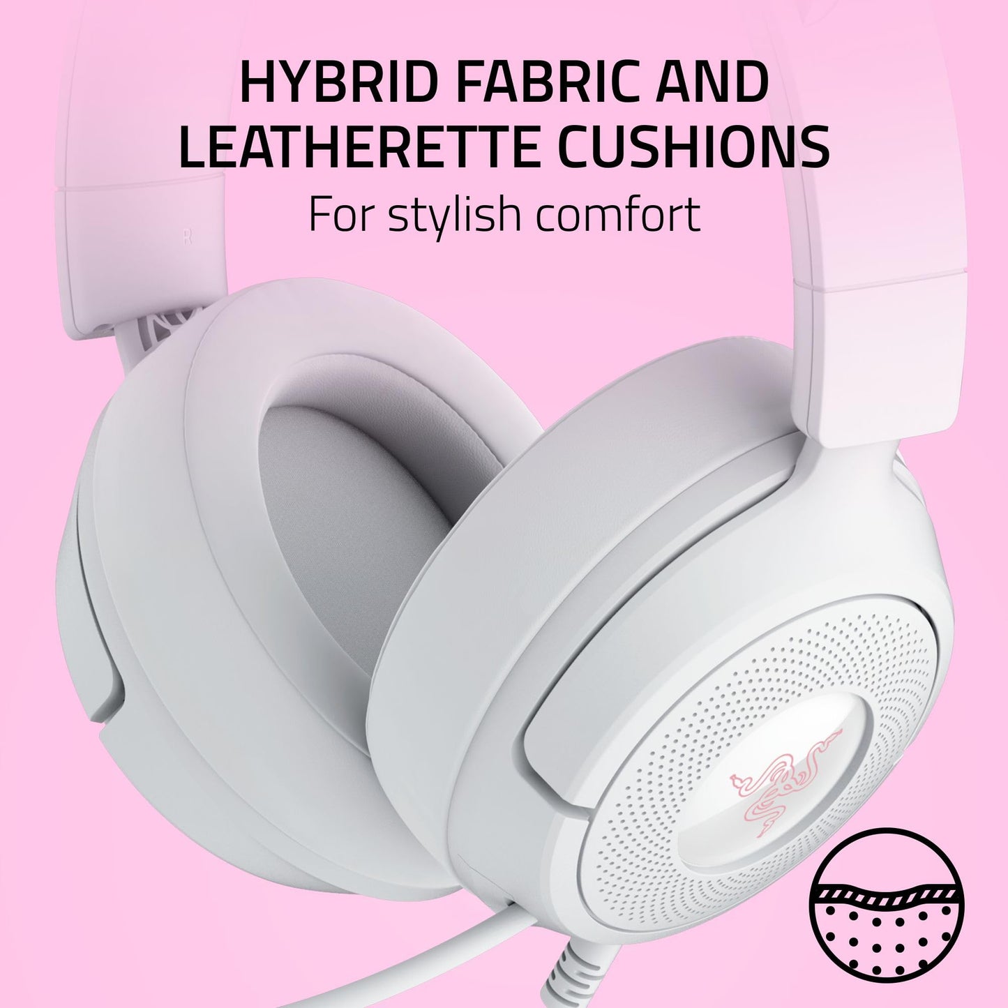 Razer Kraken Kitty V3 X Wired Gaming Headset: Kitty Ears - HyperClear Cardioid Mic - 40 mm Drivers - 7.1 Surround Sound - Comfy Ear Cushions - Cross-Platform via 3.5mm PC, PS5, Xbox, Switch 2 - Pink