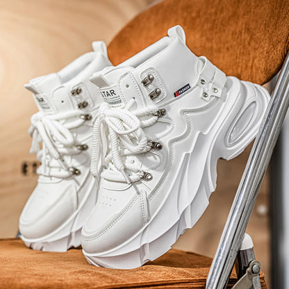 Men's Fashion Platform Sneakers —— Durable, Platform, high - top Casual Shoes, Durable Platform lace - up Casual Shoes, Suitable for Outdoor and Daily wear