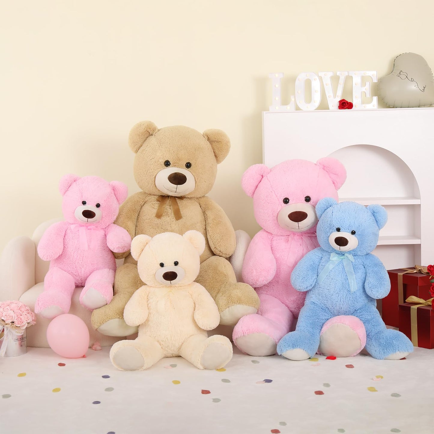 Toys Studio 47 Inch Big Teddy Bear Giant Stuffed Animal for Girls, 4 Feet Large Teddy Bear Baby Shower Party Decorations Kids Women Girlfriend Christmas Valentines Gifts, Light Brown
