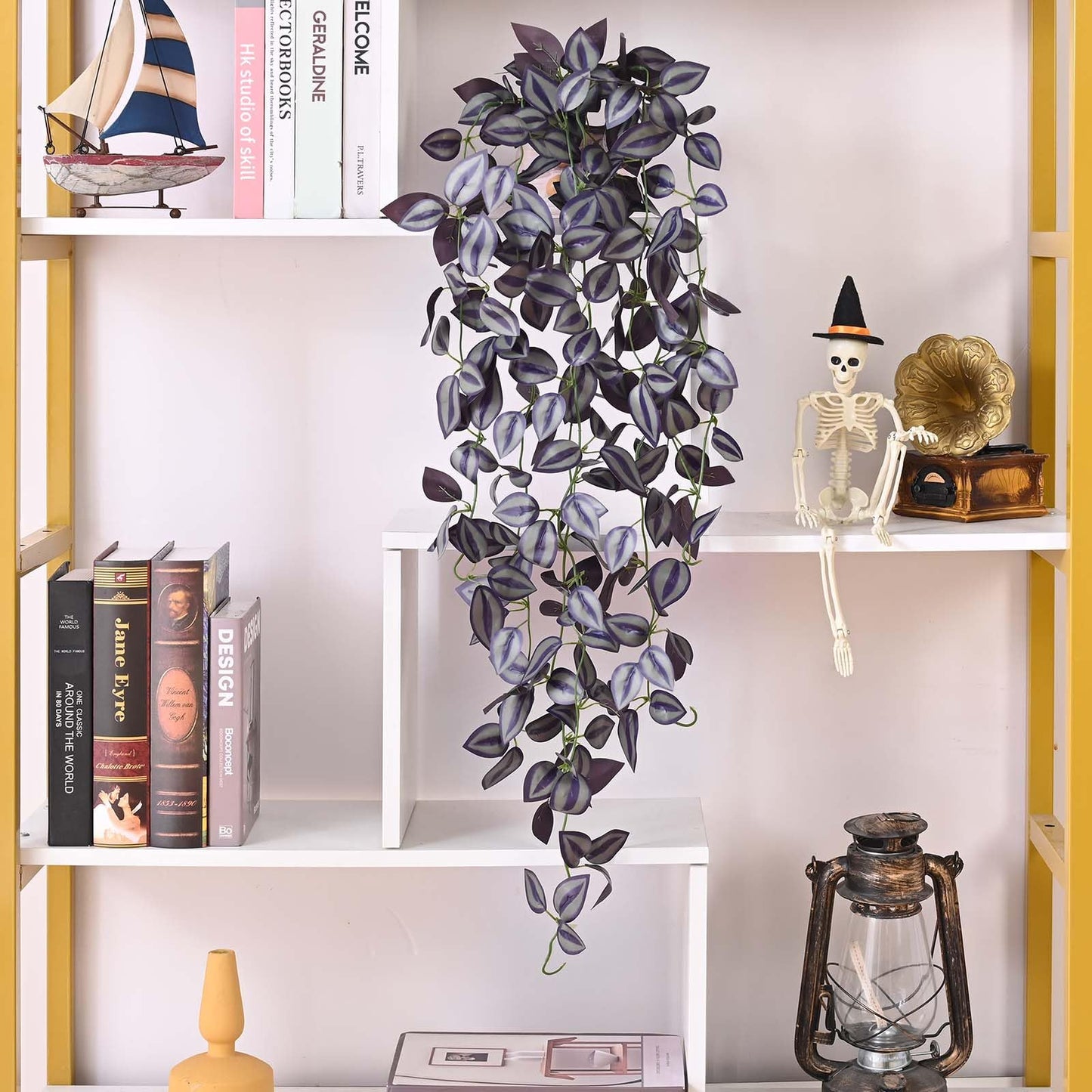 BLEUM CADE Fake Hanging Plants, 2pcs Artificial Pothos Vines Faux Plants Greenery for Wall Home Living Room Office Indoor Outdoor Decor (No Baskets)