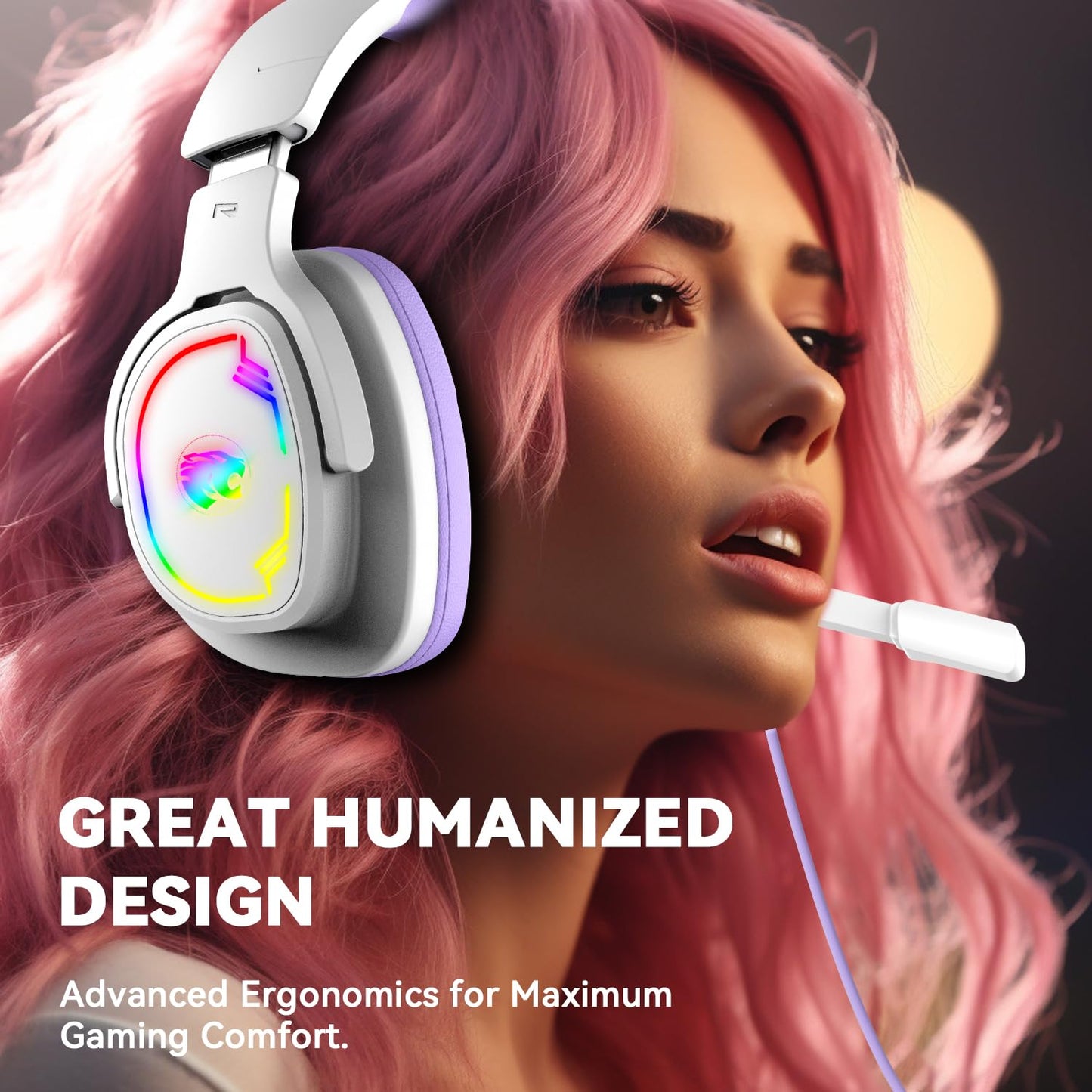 Jimonyer Gaming Headset for PS5 PS4 Xbox Series X|S PC Switch, 7.1 Surround Sound Over Ear Headphones with Noise Canceling Mic, RGB LED Light, Soft Memory Earmuffs Headset for Gaming or Work (Blue)