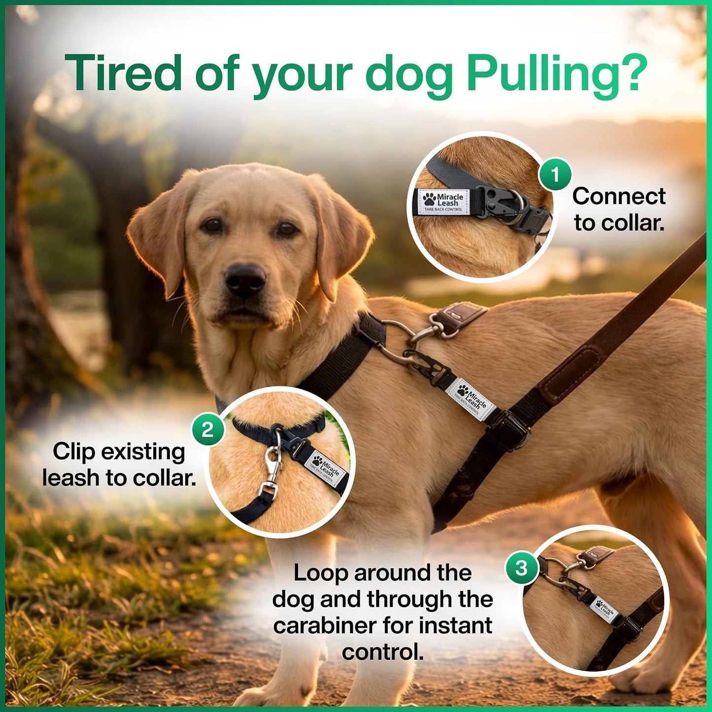 No‑Pull Dog Leash Attachment – Torso‑Loop Control for Large Dogs that Pull – Gentle Leader Alternative – Training Tool for Reactive & Lunging Dogs – Works with Any Collar