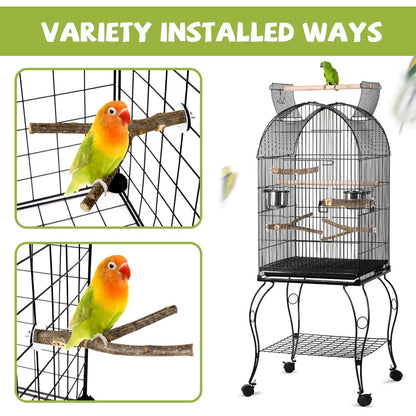 8 PCS Bird Perch Set for Cage - Natural Apple Wood Platforms & Hardwood Branches for Parakeets, Budgies, Cockatiels - Small Bird Habitat Gym, Climbing Stand & Safe Chew Toys