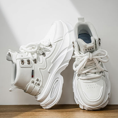 Men's Fashion Platform Sneakers —— Durable, Platform, high - top Casual Shoes, Durable Platform lace - up Casual Shoes, Suitable for Outdoor and Daily wear