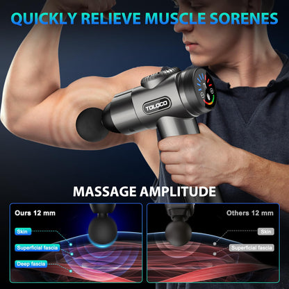 TOLOCO Massage Gun, Deep Tissue Back Massage for Athletes for Pain Relief, Percussion Massager with 10 Massages Heads & Silent Brushless Motor, Fathers Day Dad Gifts, Black