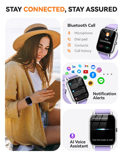 Smart Watches for Men Women, Fitness Tracker with Activity Counter/Sleep Monitor, IP68 Waterproof Smart Watch for Android iPhone iOS Compatible (Jet Black, 1.83)
