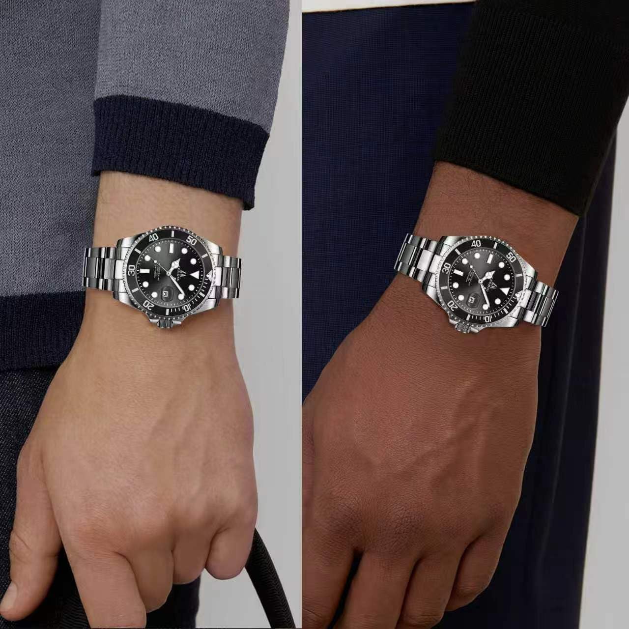 LN LENQIN Mens Watches Stainless Steel Waterproof Analog Quartz Watch for Men with Date Luminous Fashion Wristwatch