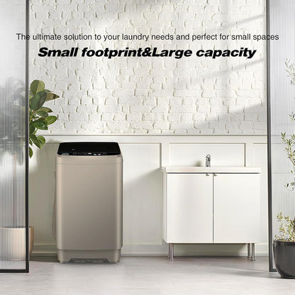 Portable Washing Machine, 17.7lbs Full-Automatic Small Washing Machine for Apartment, 10 Wash Programs with Drain Hose Dorm Size Portable Washer for RV, Home, College, Grey