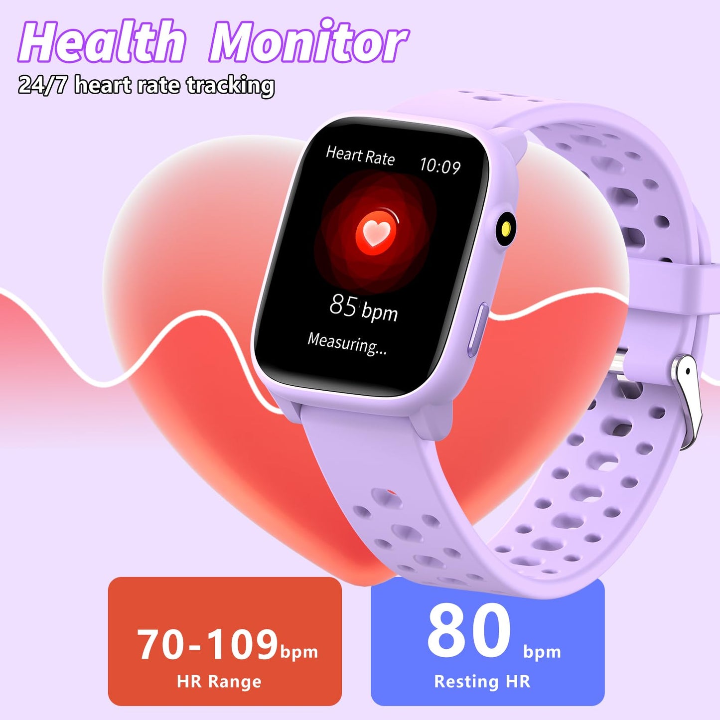Smart Watch for Kids with 12 Puzzle Games, 1.83" Fitness Tracker Watch Heart Rate Sleep Monitor, Pedometer, Alarm Clock, Flashlight, Gift for 6-12 Year Old Boys Girls