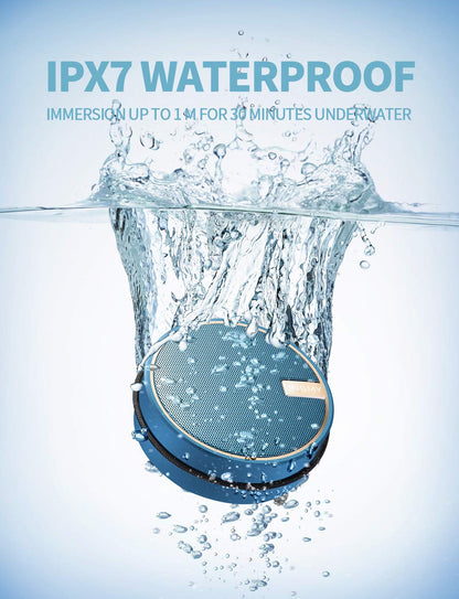 INSMY C12 IPX7 Waterproof Shower Bluetooth Speaker, Portable Small Speaker, Speakers Bluetooth Wireless Loud Clear Sound Support TF Card Suction Cup for Kayak Canoe Beach Gift (Black)
