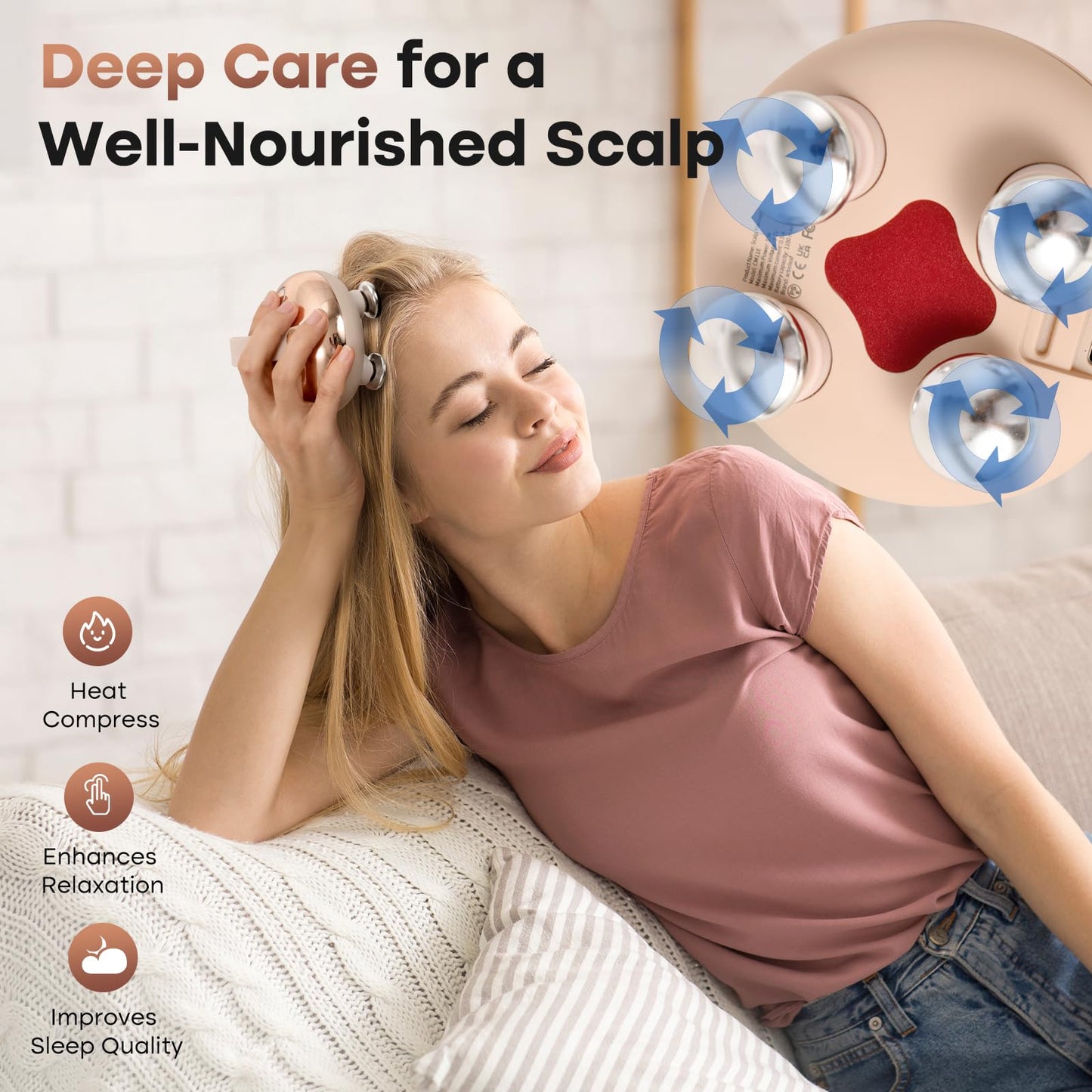 arboleaf Electric Scalp Massager Head Massager Scalp Stress Relax, 5 in 1 Kneading 128 Massage Nodes, Waterproof Hair Massage with 8 Removable Claws Cat Scratcher, Gift for Dad Mom