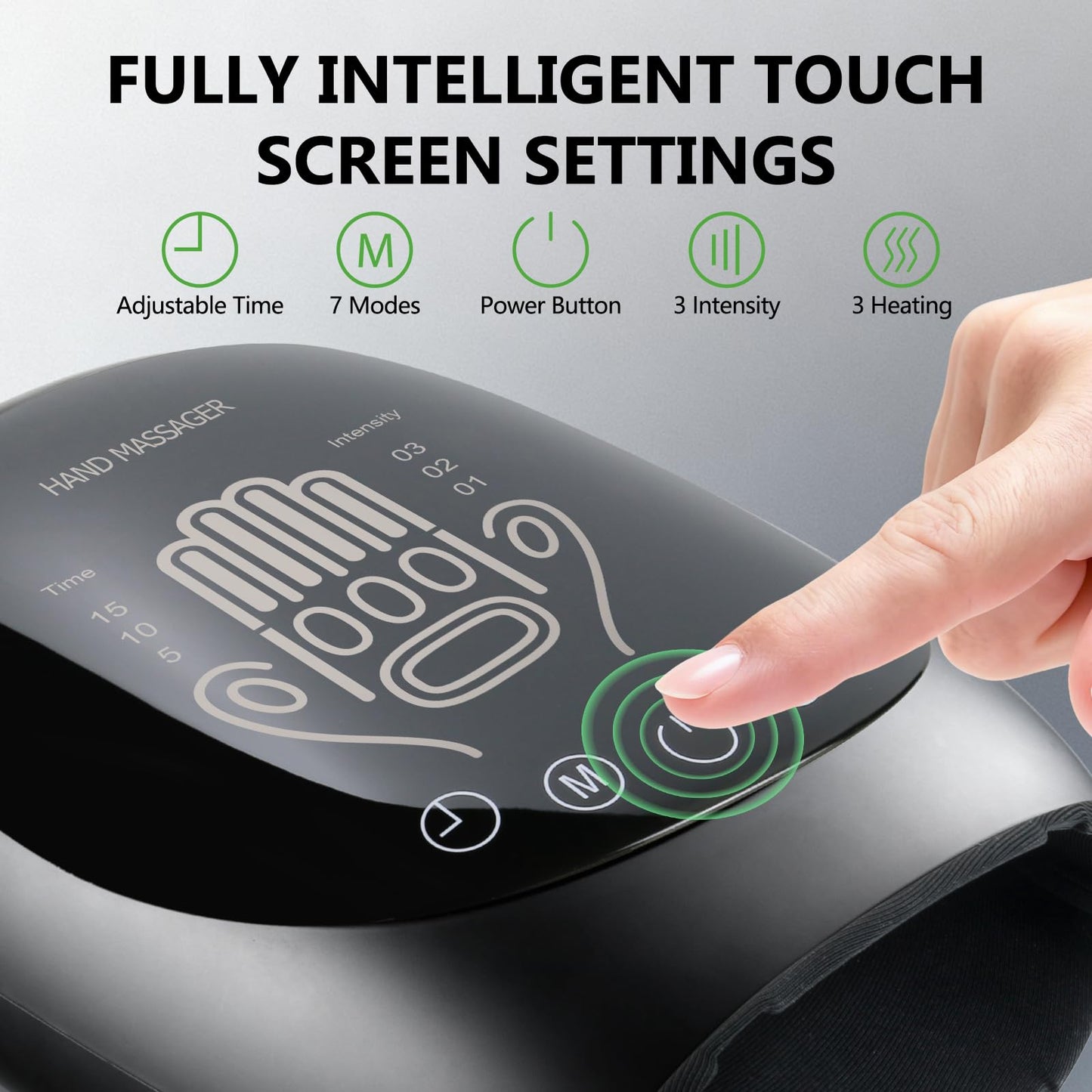 FSA-HSA Eligible Hand Massager with Heat and Compression for Arthritis Pain Relief, with 5-Finger Individual Therapy, Fits All Hand Sizes,Rechargeable & Portable (White)