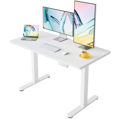 HUANUO 32" Small Electric Standing Desk Adjustable Height, 4 Memory Height Settings, Sit Stand Up Desk for Home Office & Computer Workstation, LightWalnut