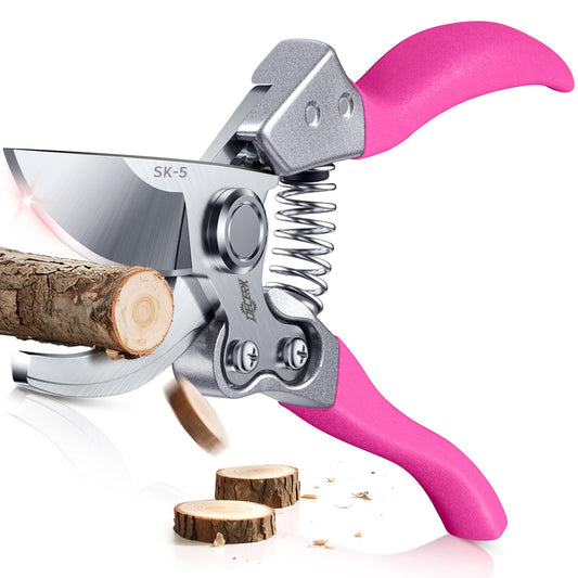 DECERK® 8.5" Professional Pruning Shears - Cuts 4X Easier with Ultra Sharp Japanese Steel Titanium Blade, Arthritis Friendly Garden Scissors & Plant Clippers, Effortlessly Prunes 3/4" Branches