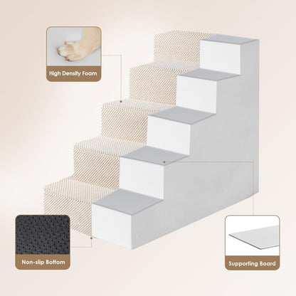 EHEYCIGA Dog Stairs for Small Dogs 13.5" H, 3-Step Dog Steps for Couch Sofa and Chair, Pet Steps for Medium Cats, Non-Slip Balanced Pet Ramp Indoor, Grey
