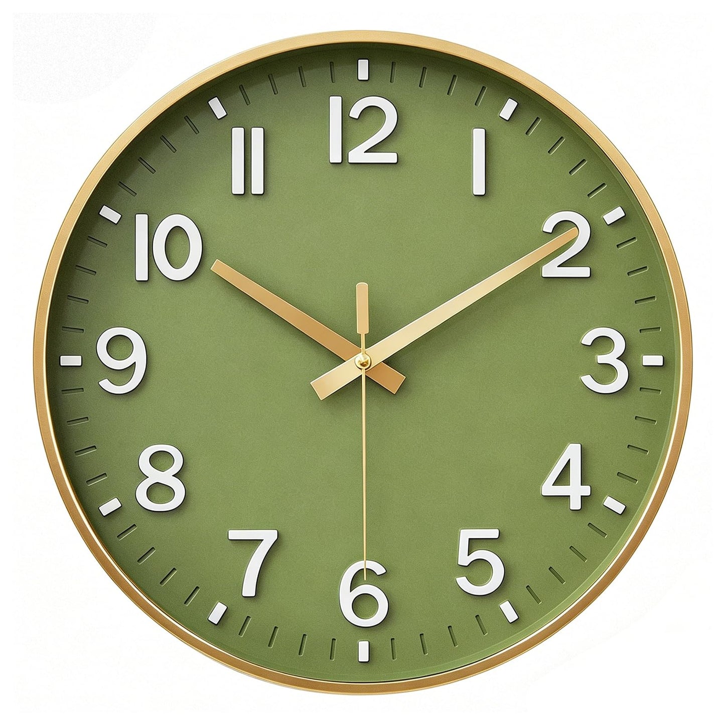 HZDHCLH Wall Clocks Battery Operated,Wall Clock Green,8 inch Wall Clock Silent Non Ticking Modern 3D Numbers for Kitchen Bedroom Living Room Office Classroom Decor