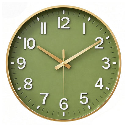 HZDHCLH Wall Clocks Battery Operated,Wall Clock Green,8 inch Wall Clock Silent Non Ticking Modern 3D Numbers for Kitchen Bedroom Living Room Office Classroom Decor