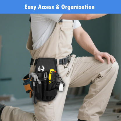 KENOBE 5-Pockets Tool Pouch, Black Tool Pouch Organization, Heavy-Duty Electrician Tool Pouches for Electrician, Carpenter, Construction, Technician, Side Belt Pouch, Small Electrician Holster