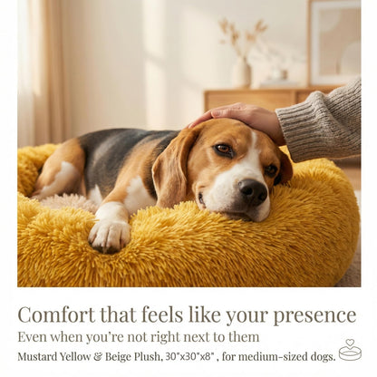 Small Calming Dogs Bed for Small Dogs Anti-Anxiety Machine Washable Fluffy Luxury Anti-Slip Waterproof Mute Base Warming Cozy Soft Pet Puppy Round Bed