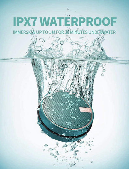 INSMY C12 IPX7 Waterproof Shower Bluetooth Speaker, Portable Small Speaker, Speakers Bluetooth Wireless Loud Clear Sound Support TF Card Suction Cup for Kayak Canoe Beach Gift (Black)