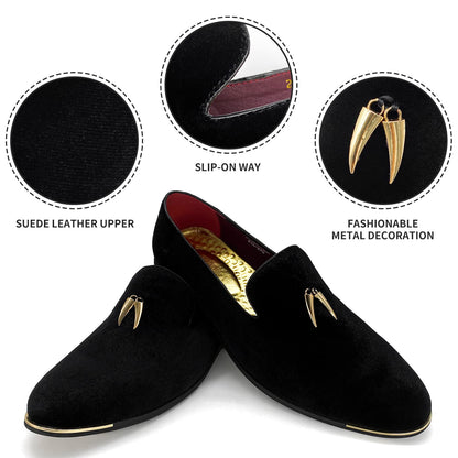 MHB Men's Multiple Colors Velvet Loafer Slip-on Tuxedo Dress Shoes Glitter Suede Smoking Slipper
